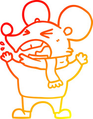 warm gradient line drawing cartoon angry mouse