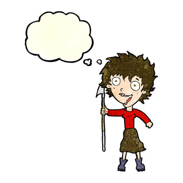 recommend clip art: cartoon crazy woman with spear with thought bubble