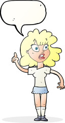 cartoon woman making point with speech bubble