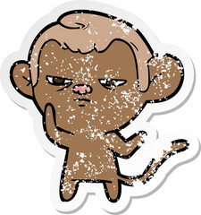 distressed sticker of a cartoon monkey