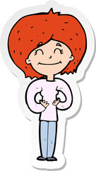 sticker of a cartoon happy woman