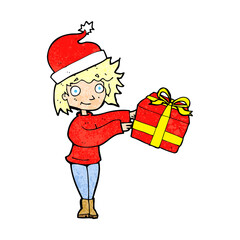 cartoon woman ready for christmas