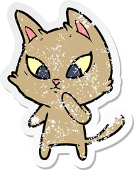 Obraz na płótnie Canvas distressed sticker of a confused cartoon cat