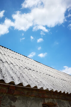 Picture of a roof made of carcinogenic asbestos tiles, selective focus.