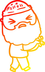 warm gradient line drawing cartoon man with beard