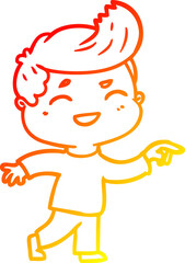 warm gradient line drawing cartoon man laughing