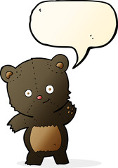cute black bear cartoon with speech bubble