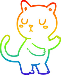 rainbow gradient line drawing cartoon cat