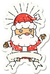 grunge sticker of tattoo style santa claus christmas character
