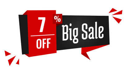 big sale 7 percent off discount, stripe, price balloon, black and red	

