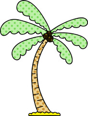 quirky comic book style cartoon palm tree