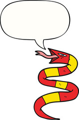 hissing cartoon snake and speech bubble
