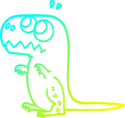 cold gradient line drawing cartoon prehistoric dinosaur
