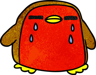 textured cartoon cute kawaii red robin