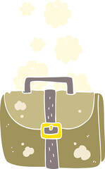 flat color illustration of a cartoon old work bag