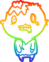 rainbow gradient line drawing Cartoon zombie