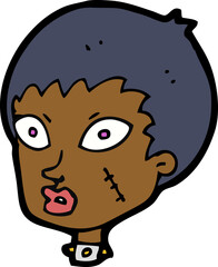 cartoon female zombie head