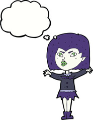 cartoon vampire girl with thought bubble