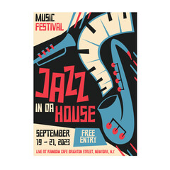Jazz music poster design template - obrazy, fototapety, plakaty