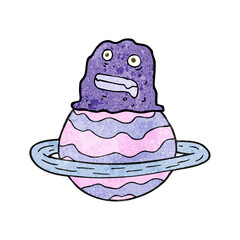 textured cartoon alien on planet