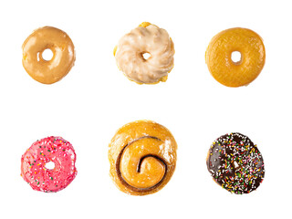Fototapeta na wymiar Six Donuts on a transparent background with copy space.