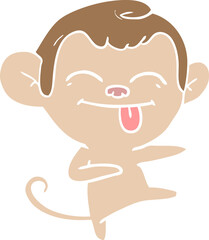 funny flat color style cartoon monkey pointing