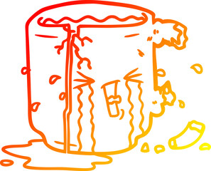 warm gradient line drawing cartoon broken mug