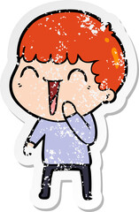 Fototapeta premium distressed sticker of a cartoon happy man
