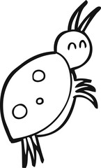 black and white cartoon ladybug