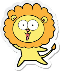 sticker of a happy cartoon lion