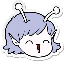 sticker of a cartoon alien space girl face