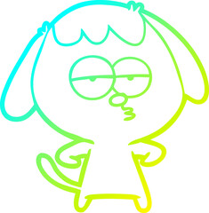 cold gradient line drawing cartoon bored dog