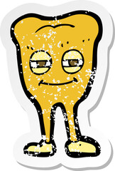 retro distressed sticker of a cartoon smiling tooth