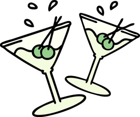 martini glasses clinking
