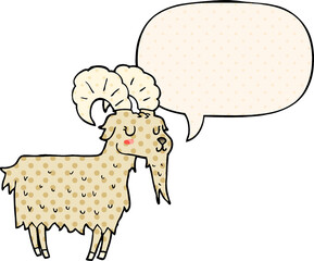 cartoon goat and speech bubble in comic book style