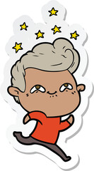 sticker of a cartoon excited man