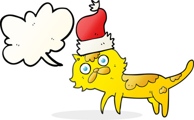 speech bubble cartoon cat wearing christmas hat