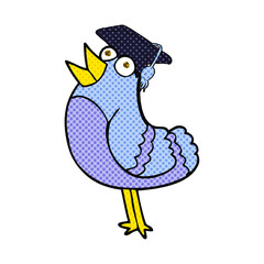 cartoon bird wearing graduation cap