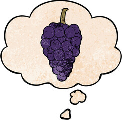 cartoon grapes and thought bubble in grunge texture pattern style