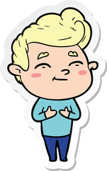 sticker of a happy cartoon man