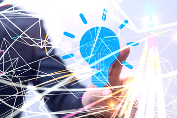 Neural network 3D illustration. Big data and cybersecurity