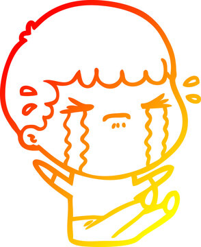 recommend clip art: warm gradient line drawing cartoon man crying