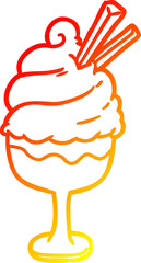 warm gradient line drawing ice cream dessert