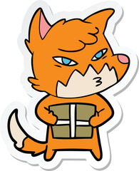 sticker of a clever cartoon fox