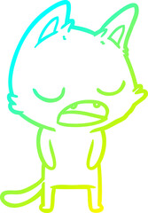cold gradient line drawing talking cat cartoon