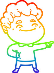 rainbow gradient line drawing cartoon friendly man