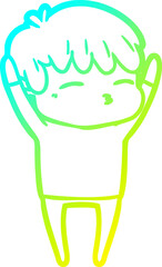 cold gradient line drawing cartoon curious boy