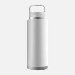 Realistic Stainless Steel Water Bottle Vector Mockup Template
