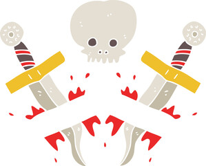 flat color illustration of a cartoon dagger tattoo