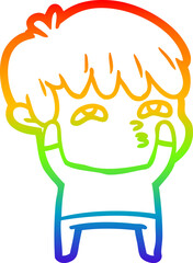 rainbow gradient line drawing cartoon curious man